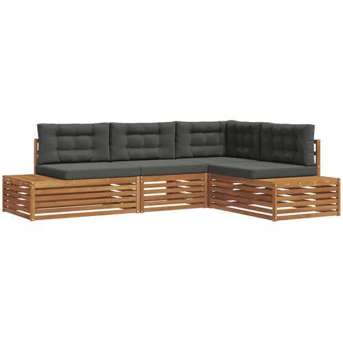 5 kom. Set vanjskih sofa Čvrsto drvo akacije i poliester Slike