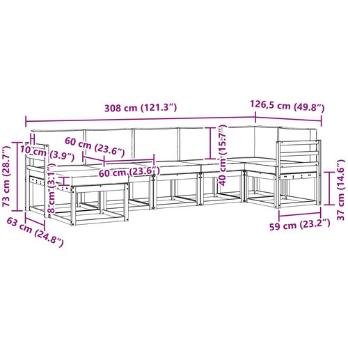  Set vanjskih sofa 7 kom. Bijela i krem Poliester Smeđa 308 x 126,5 x 73 cm Slike