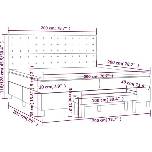  Krevet s oprugama i madracem crni 200x200 cm od tkanine Slike