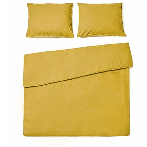 Le Bonom Gorčično rumena bombažna posteljnina za zakonsko posteljo, 200 x 220 cm