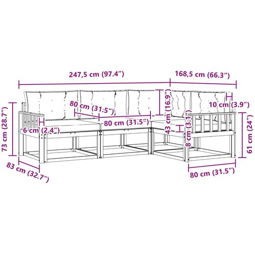  Set vanjskih sofa 4 kom. Prirodna i svijetlo siva Smeđa 247,5 x 168,5 x 73 cm Slike