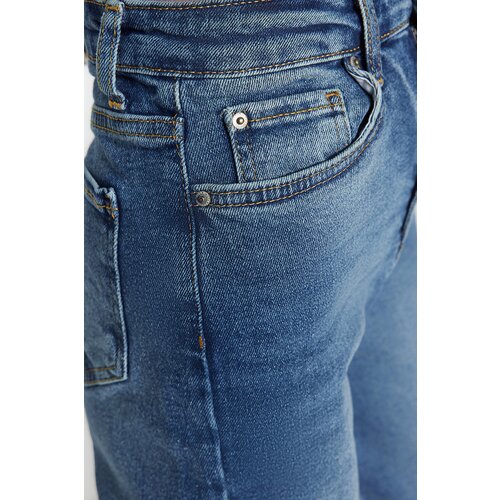 Trendyol Dark Blue More Sustainable High Waist Long Straight Jeans Cene