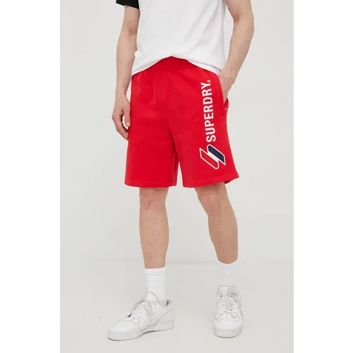 Superdry Pamučne kratke hlače za muškarce, boja: crvena