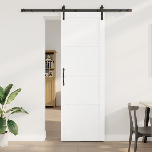 vidaXL drsna vrata s celotnim setom strojne opreme bela 78x232 cm iz masivnega lesa bora, notranja vrata 'ORKDAL'bela 78x232x4 cm iz masivnega lesa bora Cene