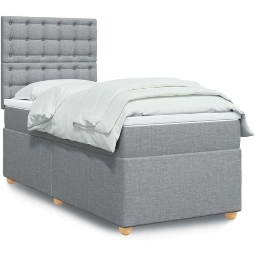 Box spring krevet s madracem svjetlosivi 90x190 cm od tkanine Cijene