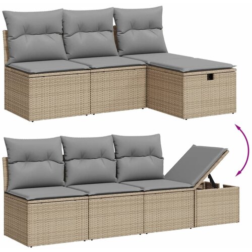  8-dijelni set vrtnih sofa s jastucima bež od poliratana Slike