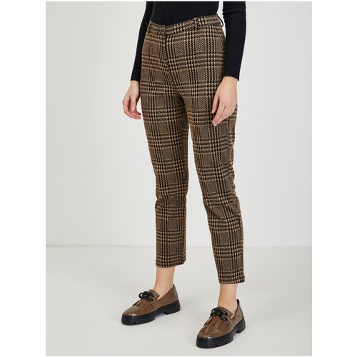 Orsay Brown women&amp;#039;s shortened checked trousers - Ladies Slike