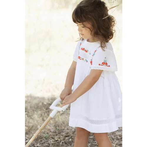 TARTINE ET CHOCOLAT Pamučna haljina za bebe boja: bijela, mini, širi se prema dolje