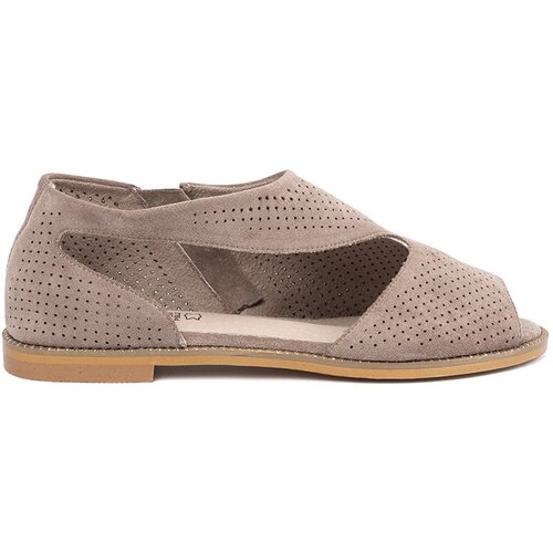 GOODIN Dark beige openwork flat sandals Slike