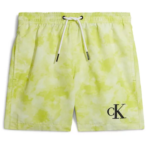Calvin Klein Swimwear Kupaće hlače limeta zelena / pastelno žuta / crna