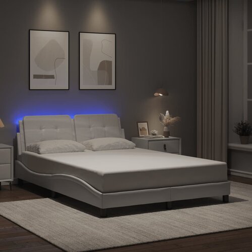  The Living Store Posteljni okvir z LED lučkami bel 120x200 cm umetno usnje - Posteljni Okvir, (21440153) Slike