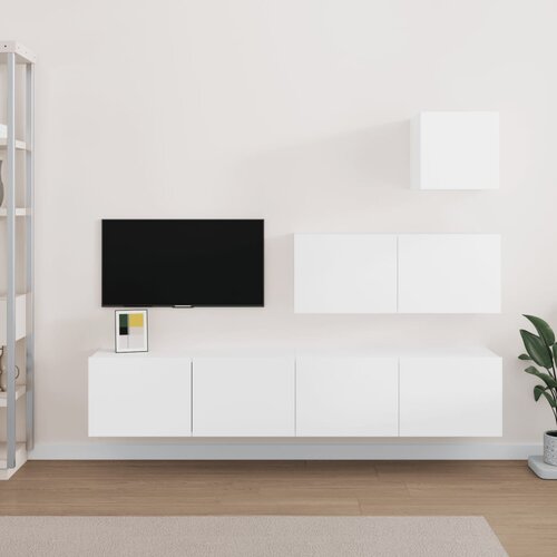 The Living Store Komplet TV omaric 4-delni bel inženirski les - TV Omarica, (21376436) Cene