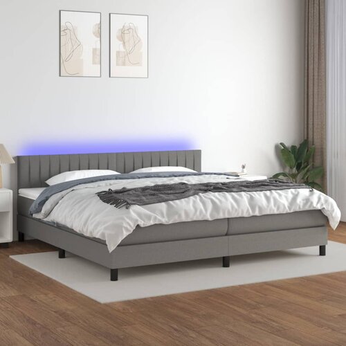 Krevet box spring s madracem LED tamnosivi 200x200 cm tkanina Cene