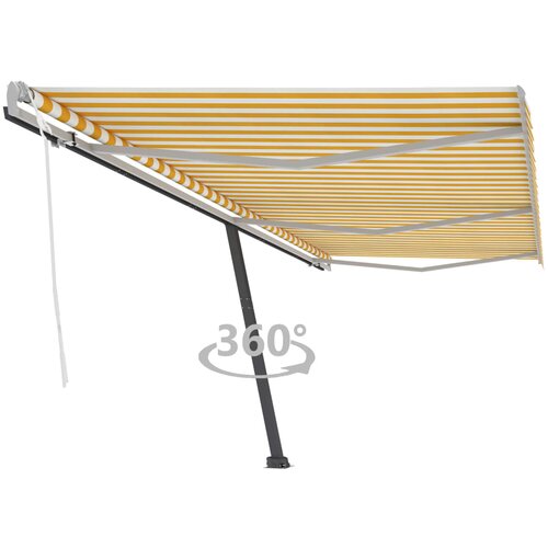 vidaXL Prostostoječa ročno zložljiva tenda 600x350 cm rumena/bela Cene
