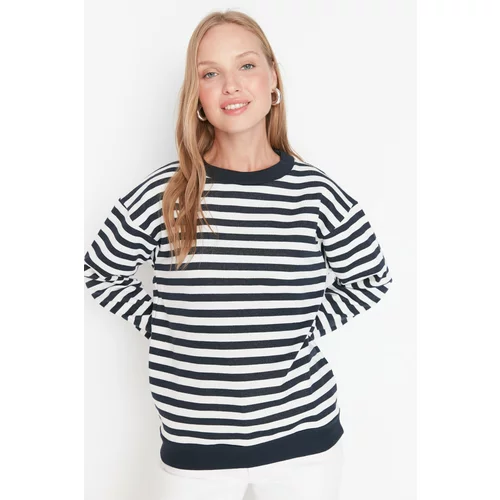Trendyol Navy Loose Thick Knitted Sweatshirt