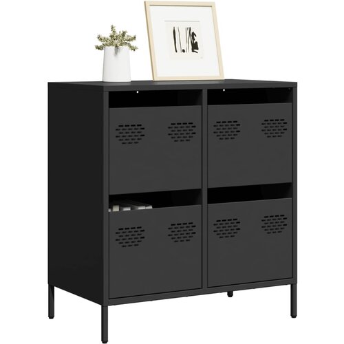 VidaXL Komoda crna 68x39x73,5 cm hladno valjani čelik Slike