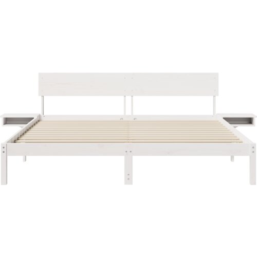 VidaXL Krevetna konstrukcija Bijela 200 x 200 cm Masivna borovina Slike