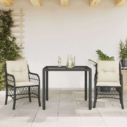  Bistro garnitura 3-delna z blazinami črn poli ratan Slike