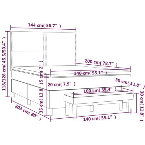VidaXL Krevet s oprugama i madracem plavi 140x200 cm od tkanine Slike