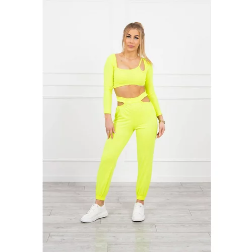 Kesi Set with a top blouse yellow neon