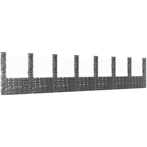 VidaXL Gabionska ko&amp;scaron;ara U-oblika s 8 stupova 860x20x200 cm željezna Slike