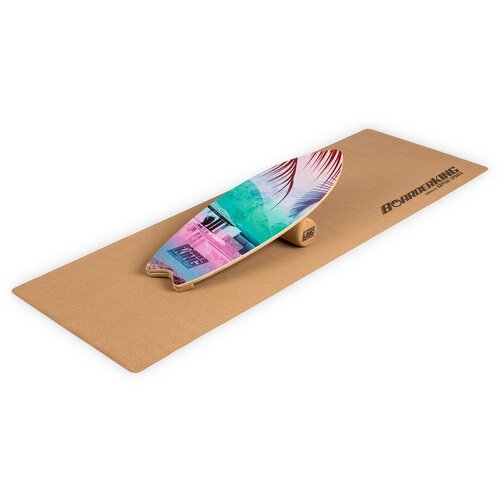 Boarderking Indoorboard Wave, deska za držanje ravnotežja, podložka, valj, les/pluta Cene