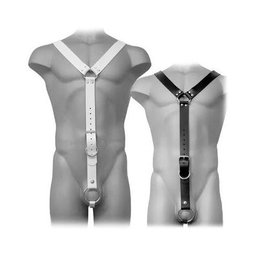 LEATHER BODY HARNESS MEN WHITE Cene