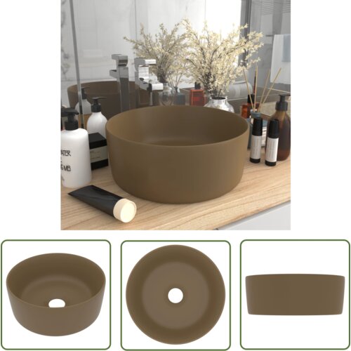 The Living Store Razkošen umivalnik okrogel mat krem 40x15 cm keramičen - Razkošen Umivalnik, (21744773) Cene