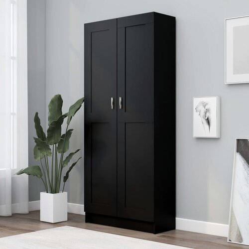 VidaXL Knjižna omara črna 82,5x30,5x185,5 cm iverna plo&amp;scaron;ča Slike