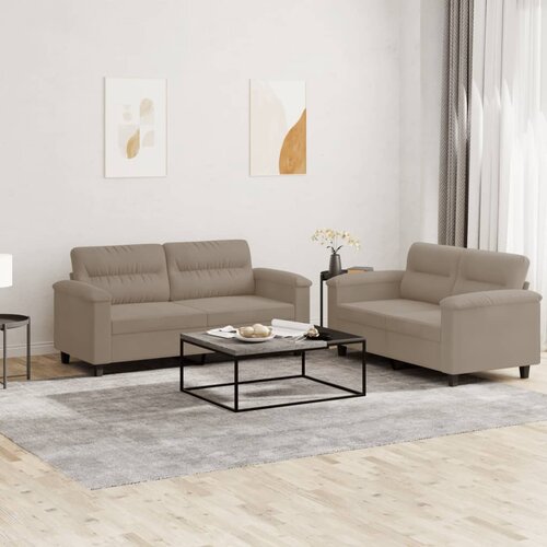  2-dijelni set sofa s jastucima smeđesivi od mikrovlakana Cijene