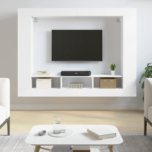 TV ormarić bijeli 152 x 22 x 113 cm od konstruiranog drva Cijene