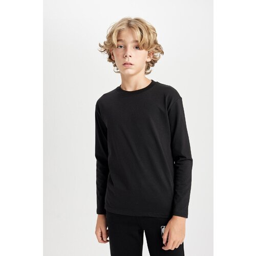 Defacto Boy Regular Fit Seasonal Basic Crew Neck Long Sleeve Cotton Black T-Shirt Slike