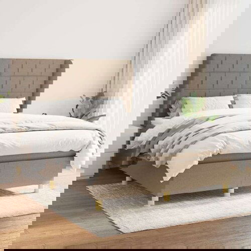  Box spring postelja z vzmetnico taupe 140x200 cm blago, (20893867) Slike
