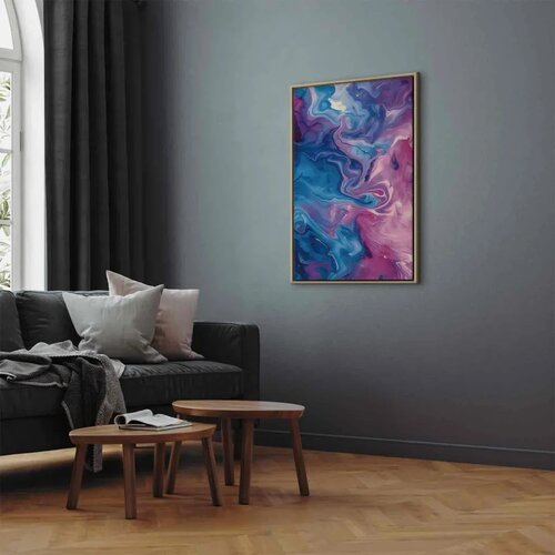  Slika - Night Flows - Abstract Waves in Shades of Blue and Violet 40x60 Cijene