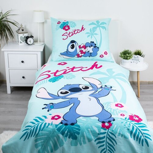 Jerry Fabrics Modra enojna bombažna otro&amp;scaron;ka posteljnina 140x200 cm Lilo a Stitch &amp;quot;Hawaii&amp;quot; &amp;ndash; Slike