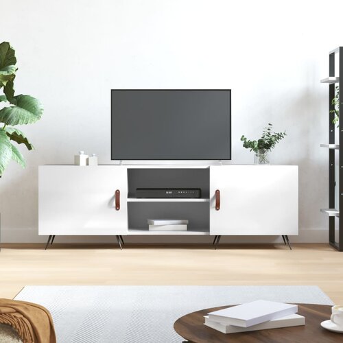 TV ormarić sjajni bijeli 150 x 30 x 50 cm od konstruiranog drva Slike