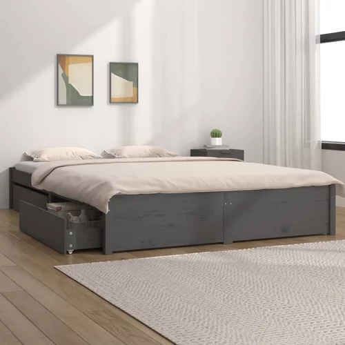 vidaXL Okvir za krevet s ladicama sivi 140 x 200 cm