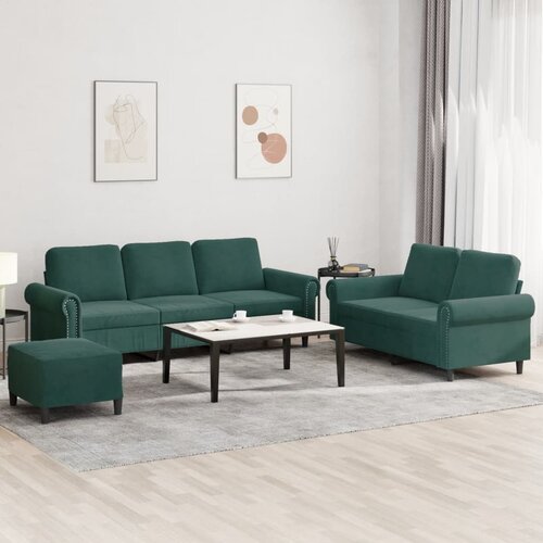  3-dijelni set sofa s jastucima tamnozeleni bar&scaron;unasti Cijene