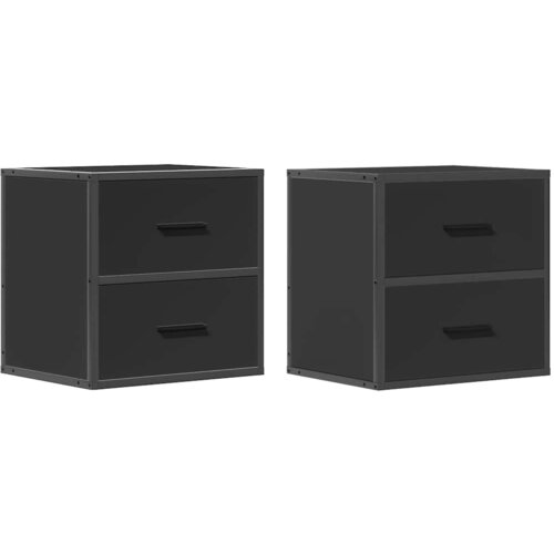 Maison Chic Stenski Dvo delni komplet Nočne omarice - Nočne mize črna 40x31x39,5 cm, (21688165) Slike