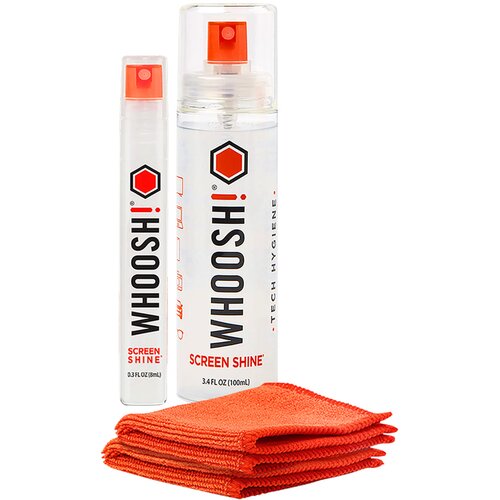 Oem WHOOSH, Komplet za či&amp;scaron;čenje zaslona Duo 100 ml + 8 ml z 2 antimikrobnima krpama, Prozorno, (5000277318) Slike