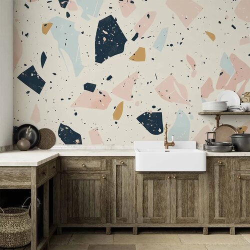  Foto tapeta - Terrazzo with Large Scaled Stones in Subdued Colors 250x175 Vodootporna Cene