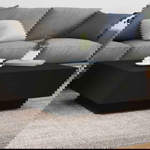 VidaXL Stolić za kavu s LED svjetlima crni 80x80x31 cm Slike