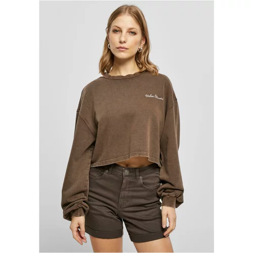 UC Ladies Ladies Cropped Small Embroidery Terry Crewneck brown