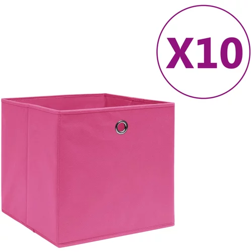 vidaXL Škatle 10 kosov netkano blago 28x28x28 cm roza