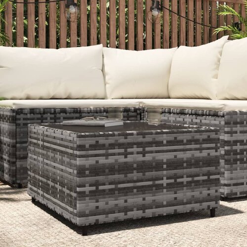 VidaXL Kvadratna vrtna klubska mizica siva 50x50x30 cm poli ratan Slike