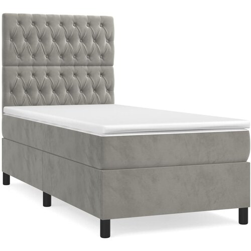 Maison Chic Box spring postelja - Vzmetna postelja z vzmetnico svetlo siv 90x190 cm žamet SL13325, (21900853) Slike