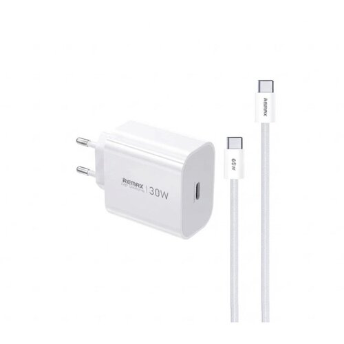 Remax SET:Strujni punjac Huiying GaN 30W TIP C+ kabl TIP C na TIP C CA-09, beli Slike