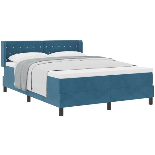 vidaXL Box Spring Krevet s Madracem Tamnoplavi 140x190 cm Baršun Cene