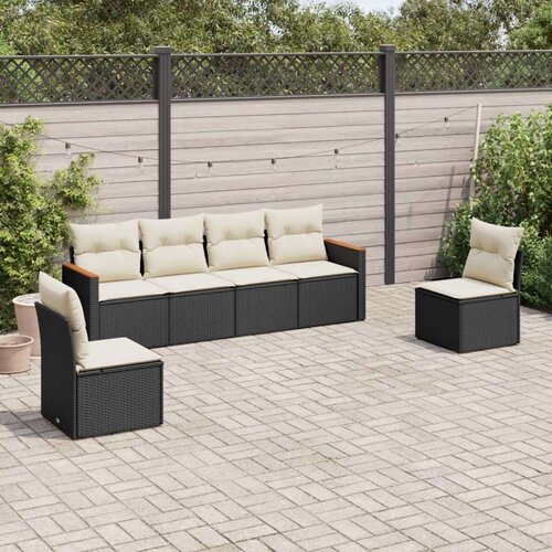  6-dijelni set vrtnih sofa s jastucima crni od poliratana Slike