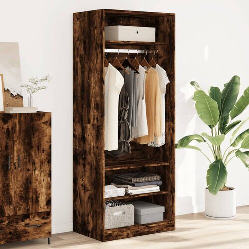 The Living Store Garderobna omara dimljeni hrast 80x50x200 cm inženirski les - Garderobna Omara, (21660810) Cene